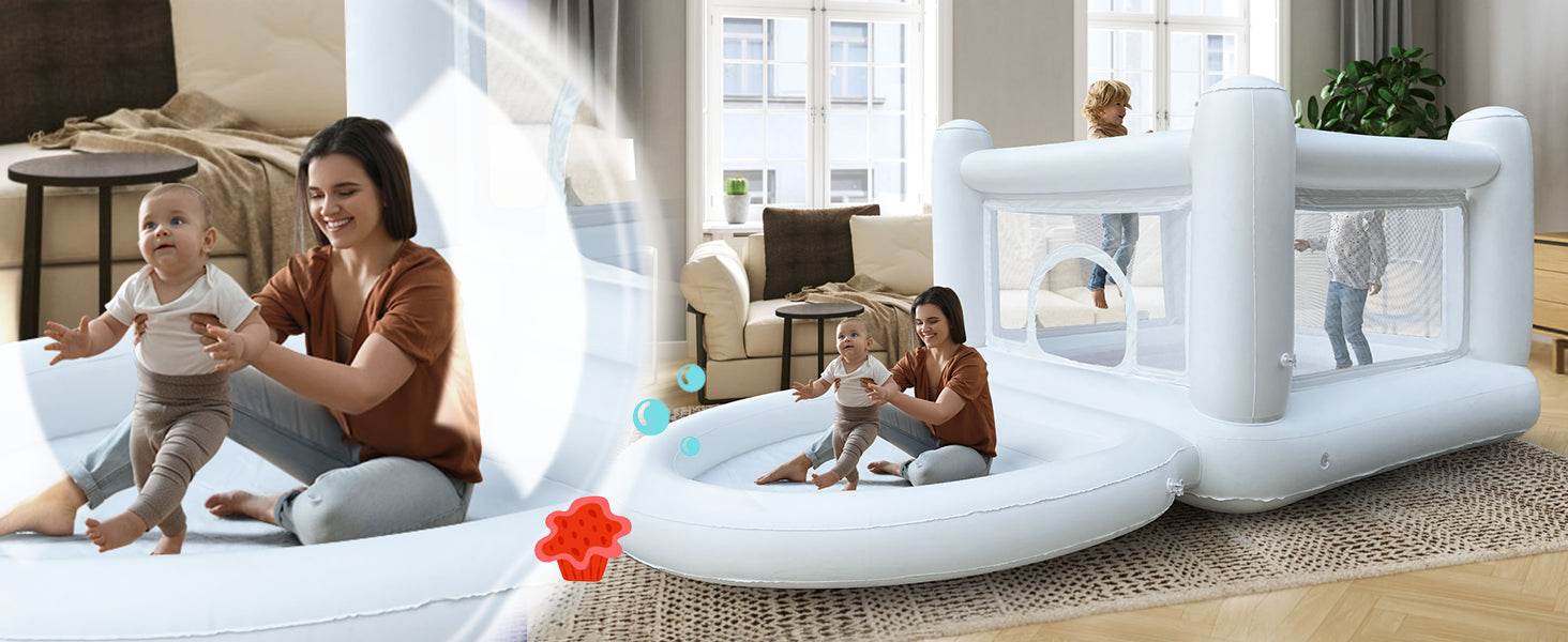 White Bounce House with Pump Kids Ball Pit Playhouse - ToylandEU