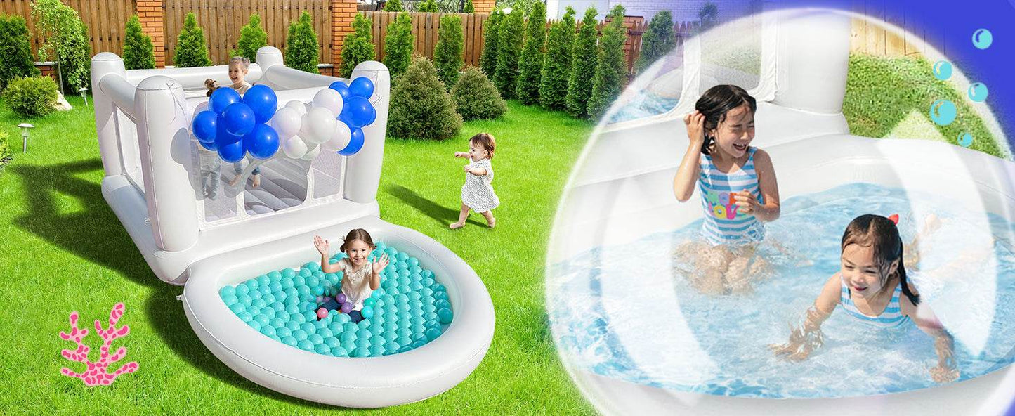 White Bounce House with Pump Kids Ball Pit Playhouse - ToylandEU