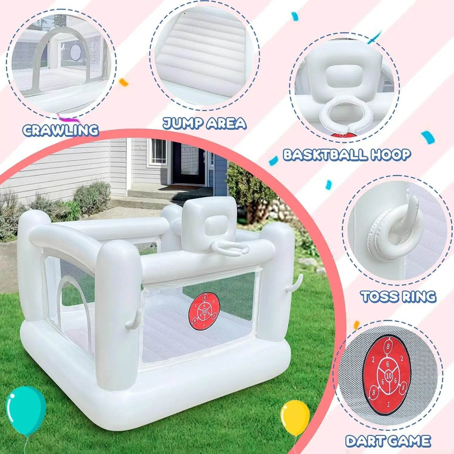 White Bounce House with Pump Kids Ball Pit for 3-6 - ToylandEU