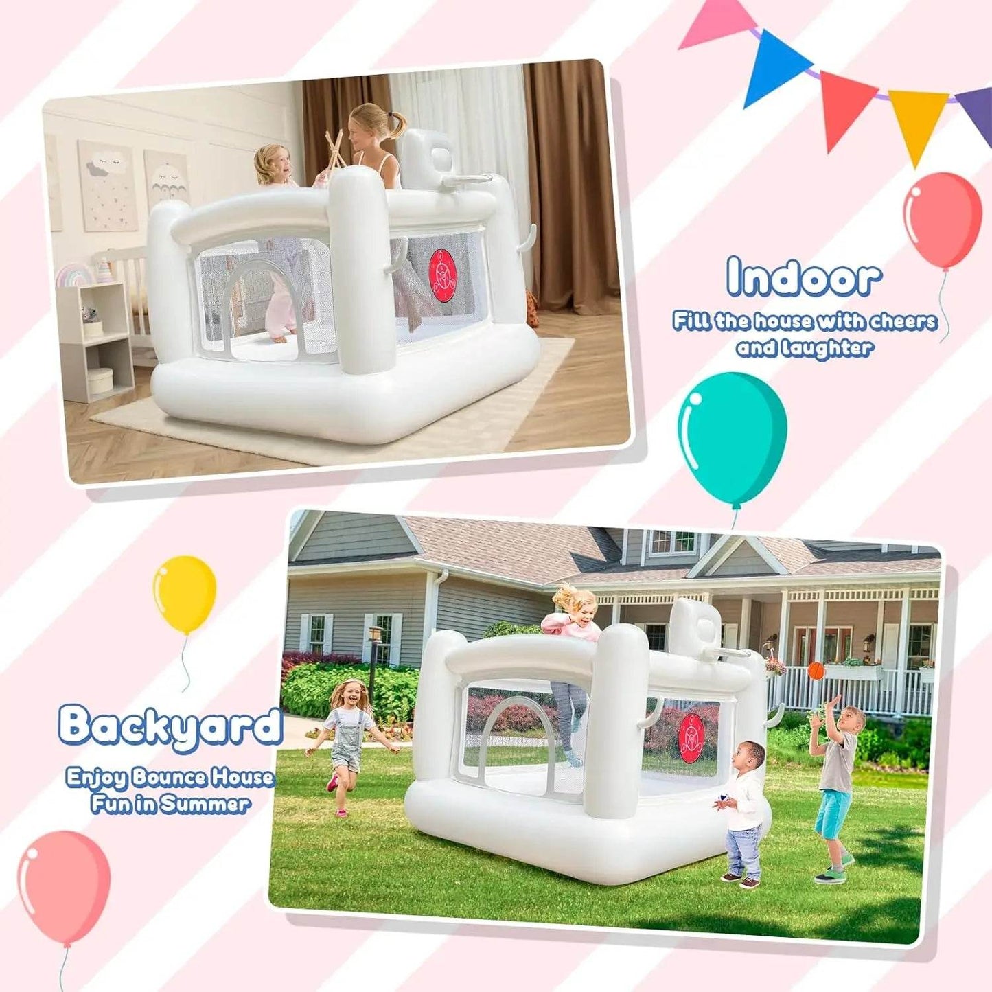 White Bounce House with Pump Kids Ball Pit for 3-6 - ToylandEU