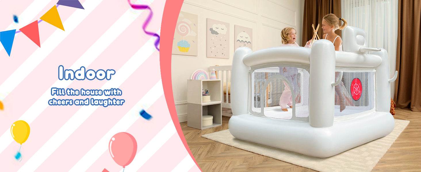 White Bounce House with Pump Kids Ball Pit for 3-6 - ToylandEU