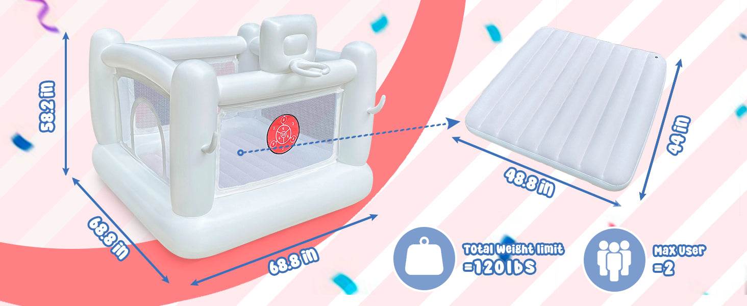 White Bounce House with Pump Kids Ball Pit for 3-6 - ToylandEU