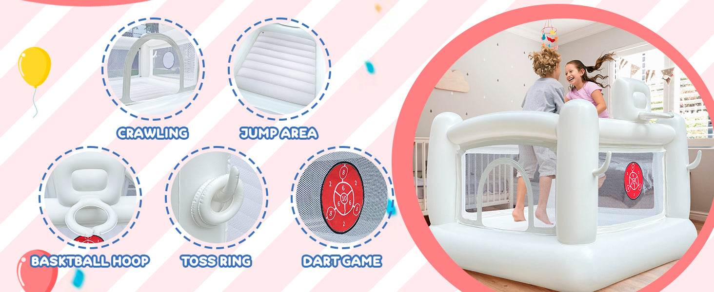 White Bounce House with Pump Kids Ball Pit for 3-6 - ToylandEU