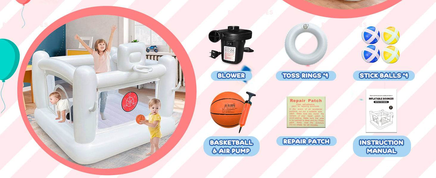 White Bounce House with Pump Kids Ball Pit for 3-6 - ToylandEU