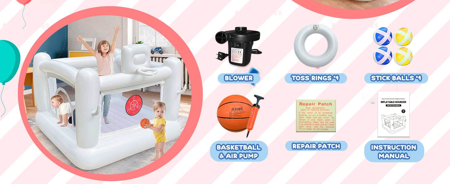 White Bounce House with Pump Kids Ball Pit for 3-6 - ToylandEU