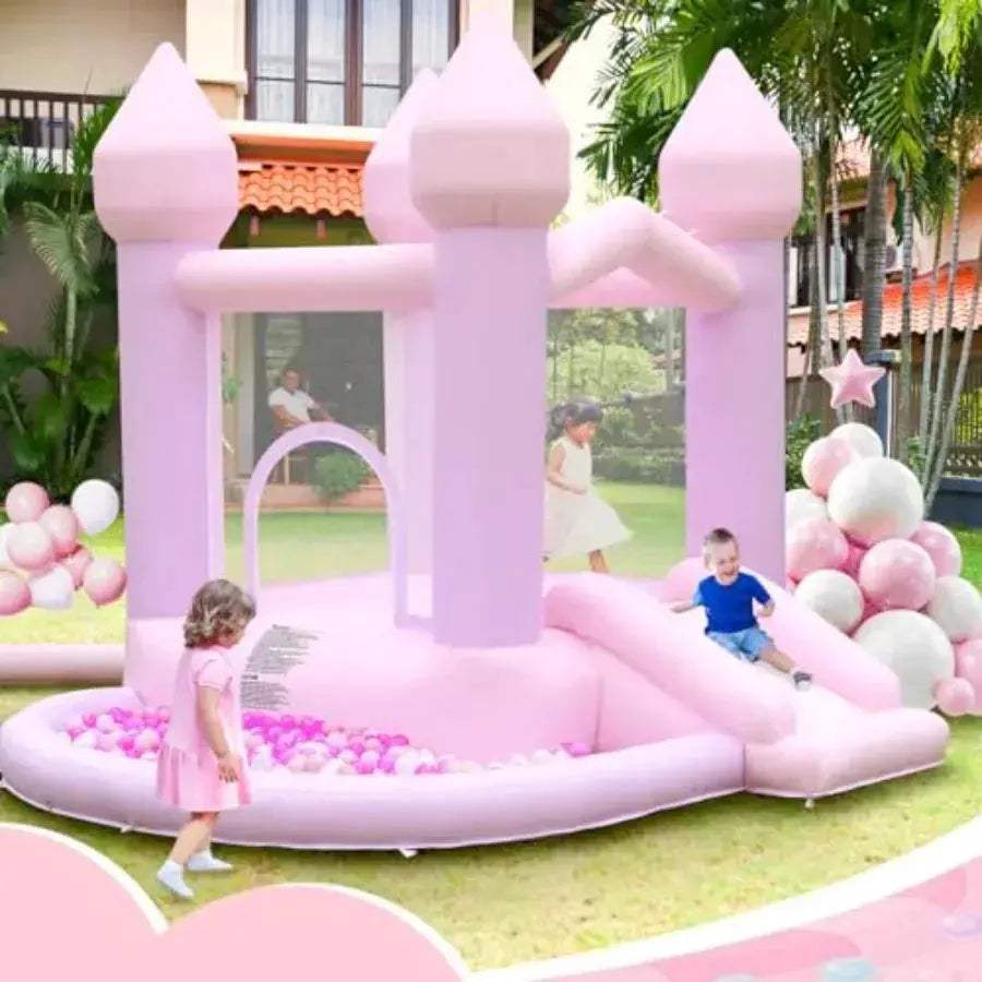 White Inflatable Bounce House With Air Blower And Ball Pit - ToylandEU