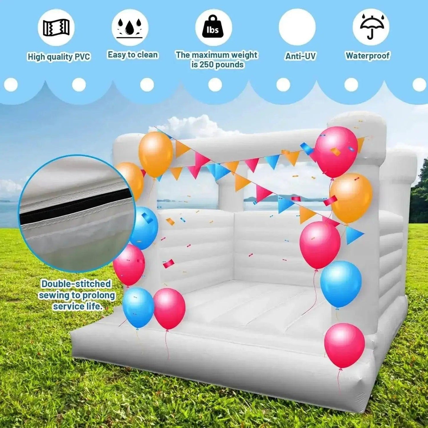  White Inflatable Bounce House With Blower 100% PVC Jumper -  ToylandEU™