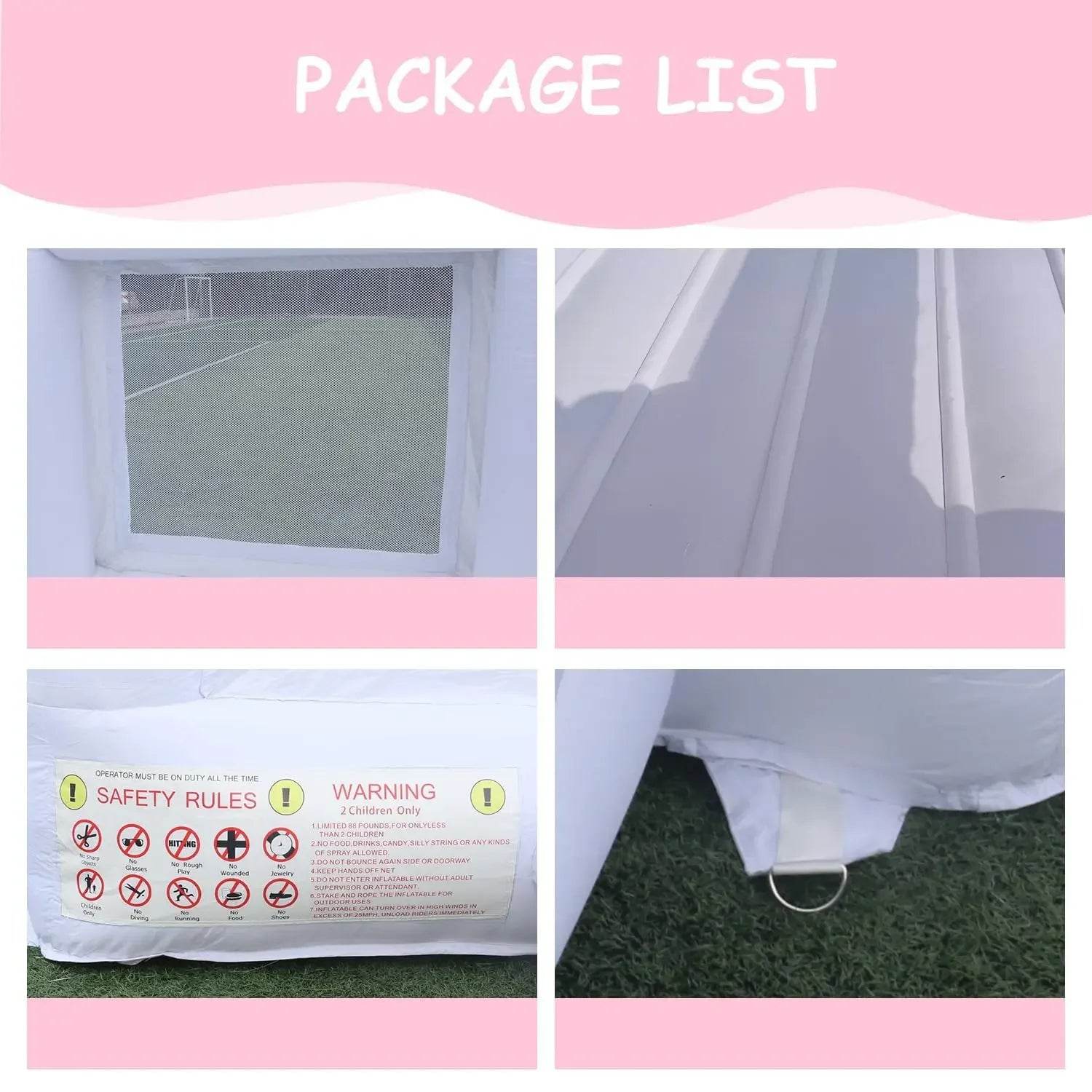 White Inflatable Castle With Blower Trampoline Slide Ball Pit - ToylandEU