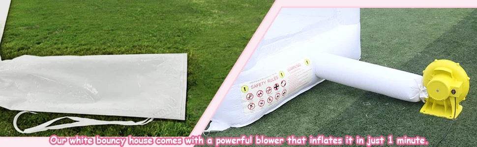 White Inflatable Castle With Blower Trampoline Slide Ball Pit - ToylandEU