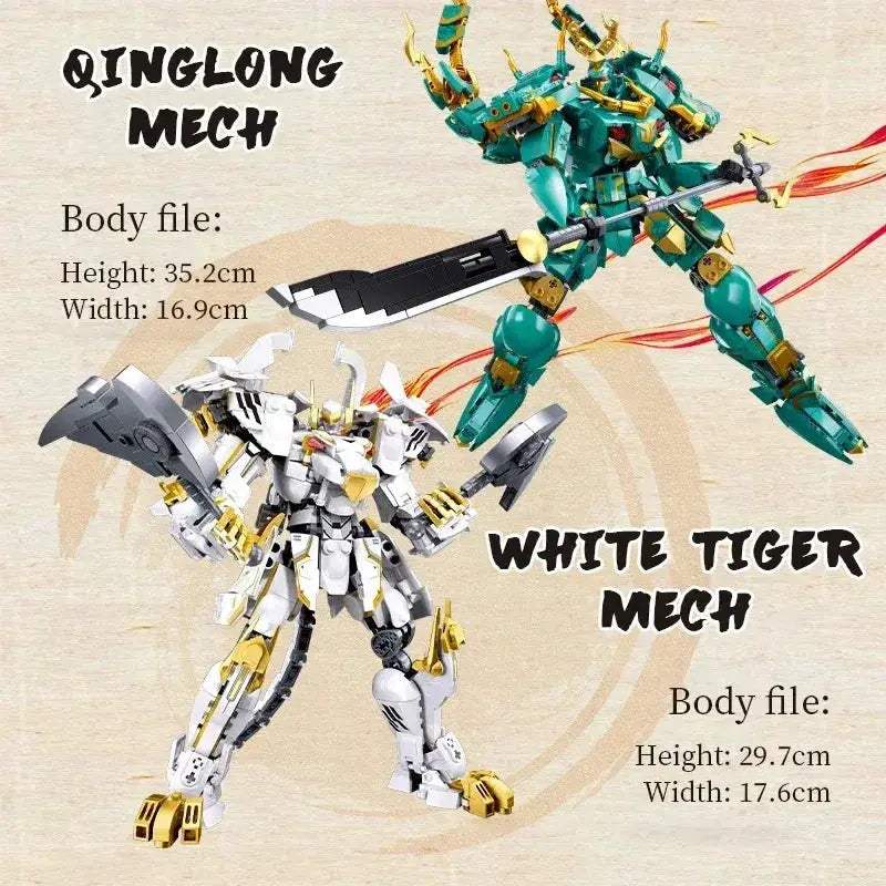 White Tiger Mecha Building Blocks Set Educational Toy For Kids - ToylandEU
