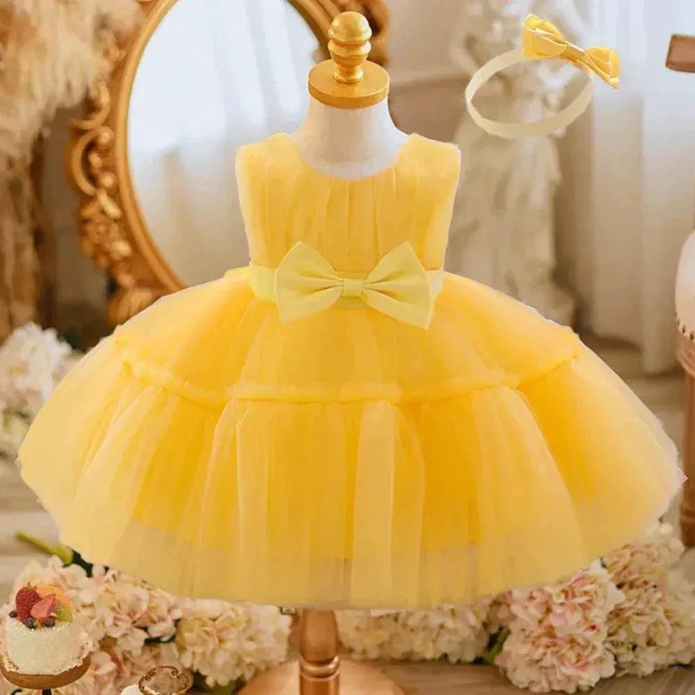  White Toddler Party Dress With Bow For First Birthday -  ToylandEU™