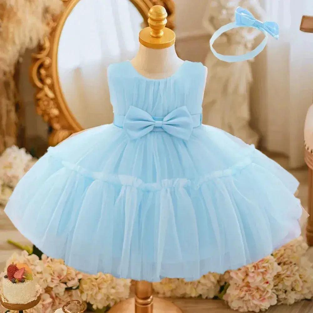  White Toddler Party Dress With Bow For First Birthday -  ToylandEU™
