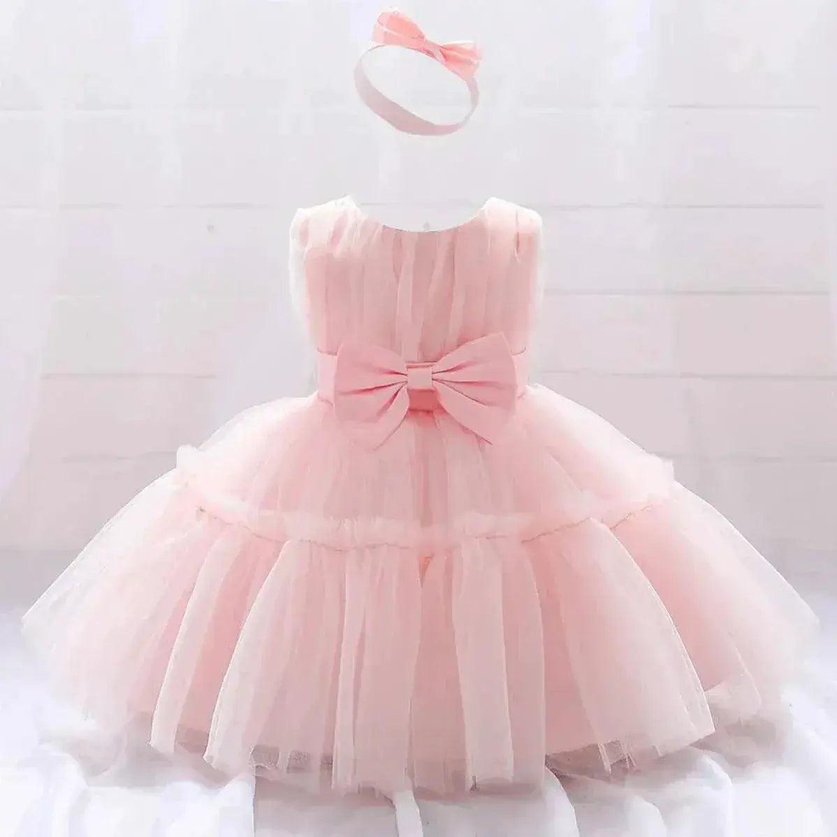  White Toddler Party Dress With Bow For First Birthday -  ToylandEU™