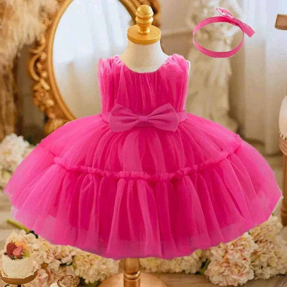 White Toddler Party Dress With Bow Perfect For First Birthday - ToylandEU