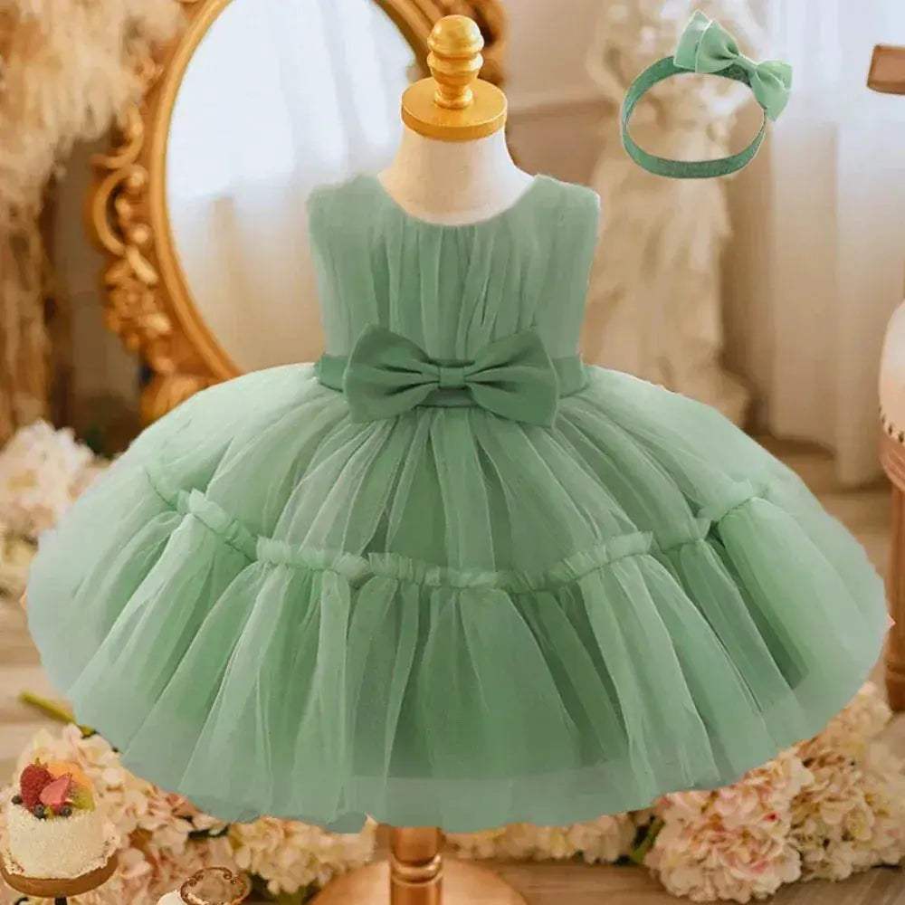 White Toddler Party Dress With Bow Perfect For First Birthday - ToylandEU