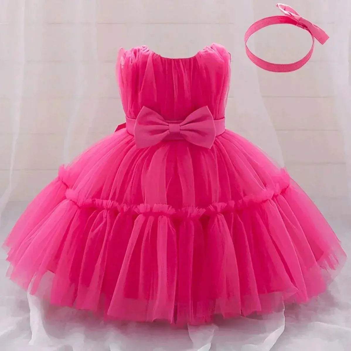 White Toddler Party Dress With Bow Perfect For First Birthday - ToylandEU