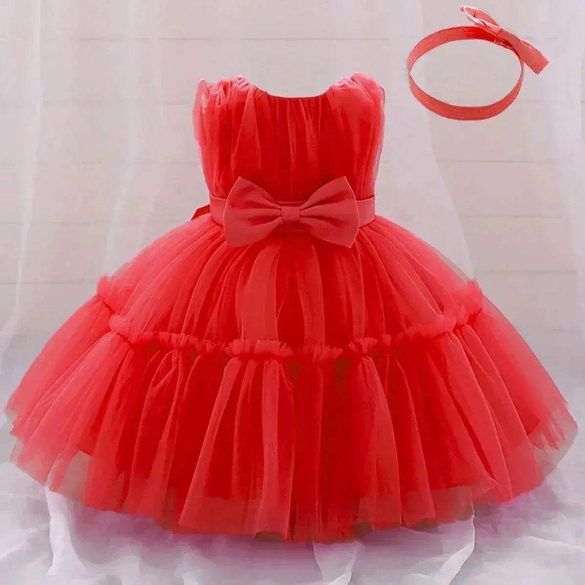White Toddler Party Dress With Bow Perfect For First Birthday - ToylandEU