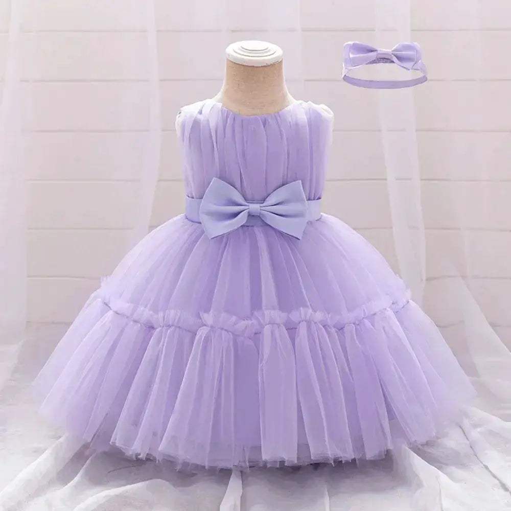 White Toddler Party Dress With Bow Perfect For First Birthday - ToylandEU