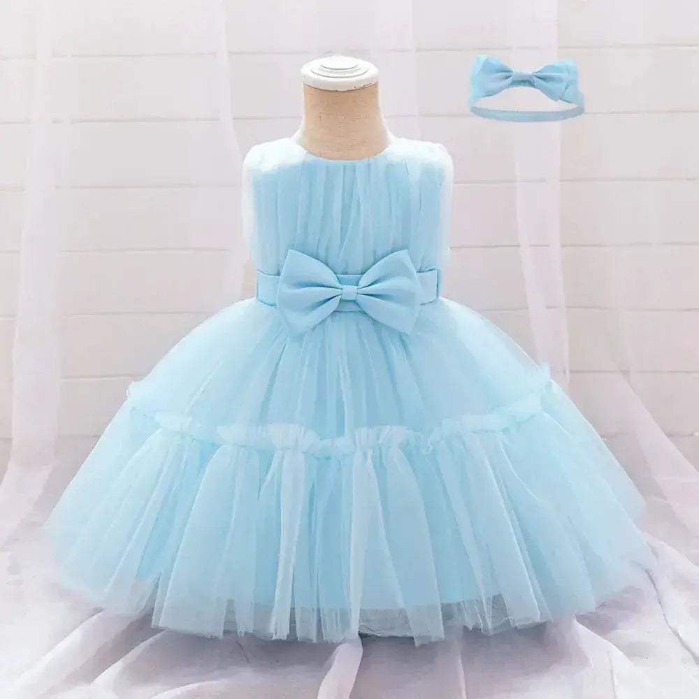 White Toddler Party Dress With Bow Perfect For First Birthday - ToylandEU