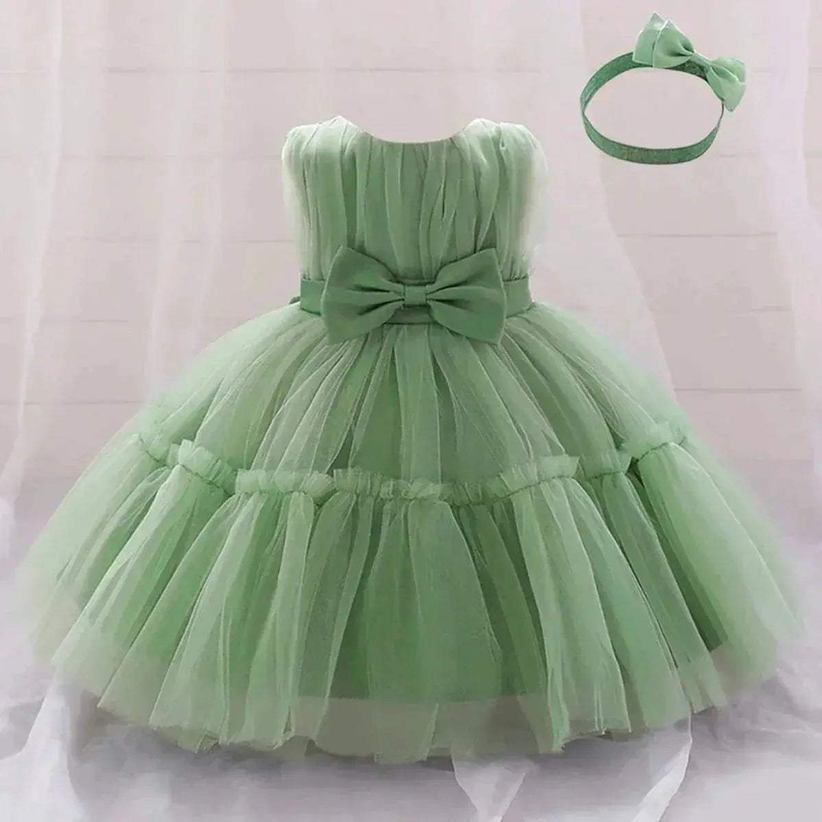 White Toddler Party Dress With Bow Perfect For First Birthday - ToylandEU