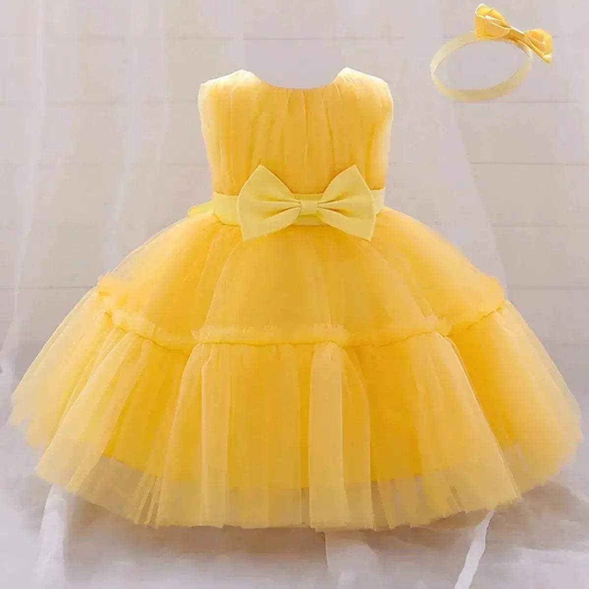 White Toddler Party Dress With Bow Perfect For First Birthday - ToylandEU