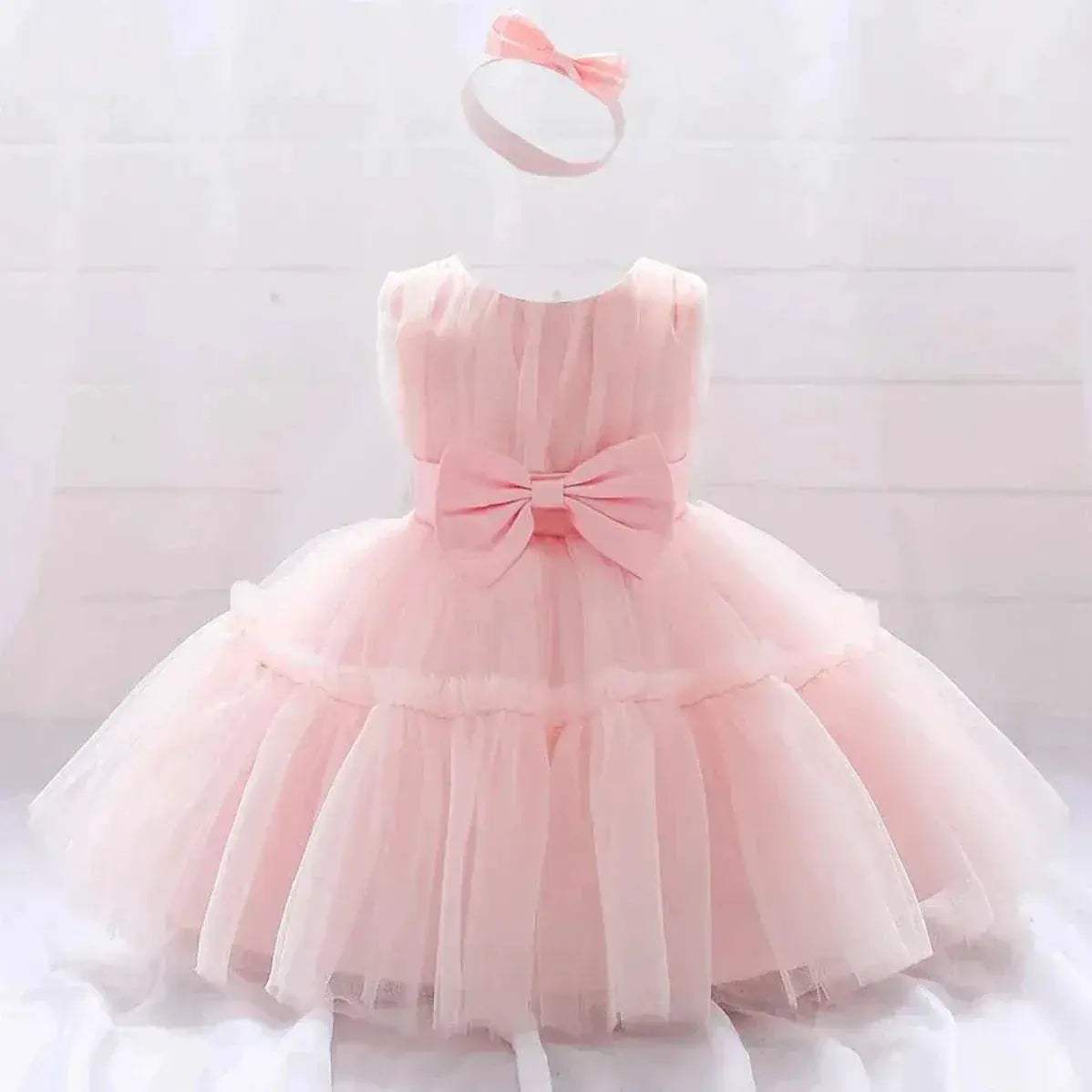 White Toddler Party Dress With Bow Perfect For First Birthday - ToylandEU