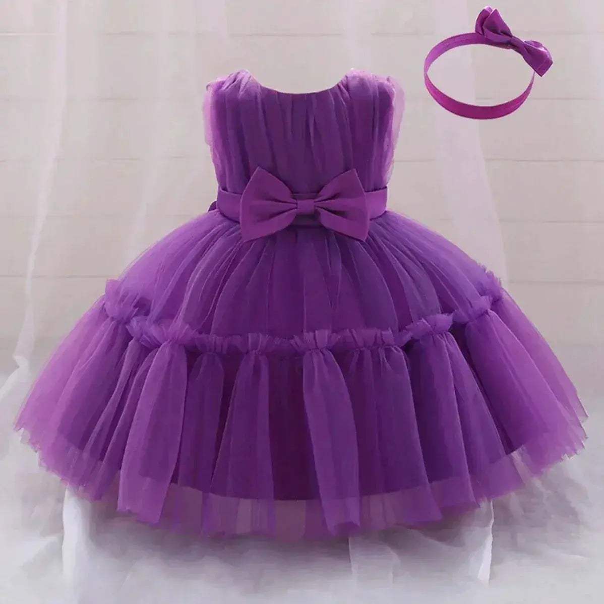 White Toddler Party Dress With Bow Perfect For First Birthday - ToylandEU