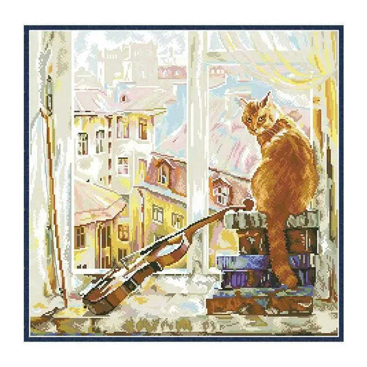  Window View Cat Cross Stitch Kit - DIY Embroidery Set with 11CT and 14CT Canvas for Home Decor -  ToylandEU™