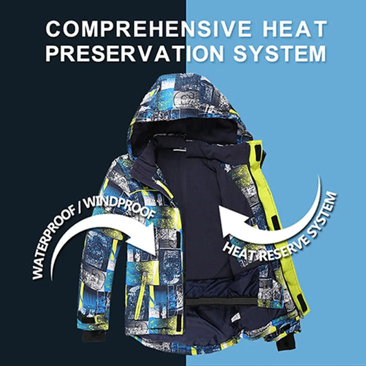 Windproof Kids Ski Suit Set With Warm Waterproof Snow Gear - ToylandEU