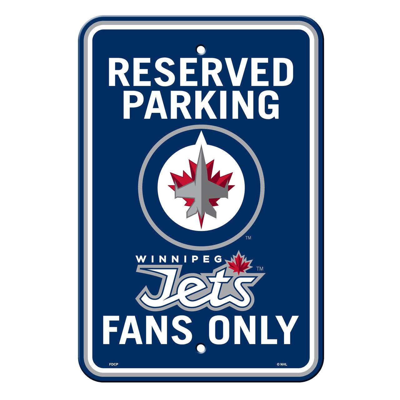 Winnipeg Jets 12x18 Plastic Reserved Parking Sign Original - ToylandEU