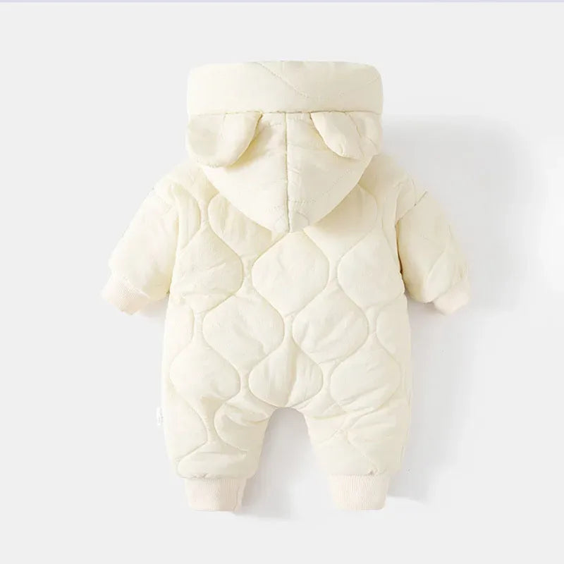 Winter Baby Romper With Fur Lining Hooded Unisex Jumpsuit - ToylandEU