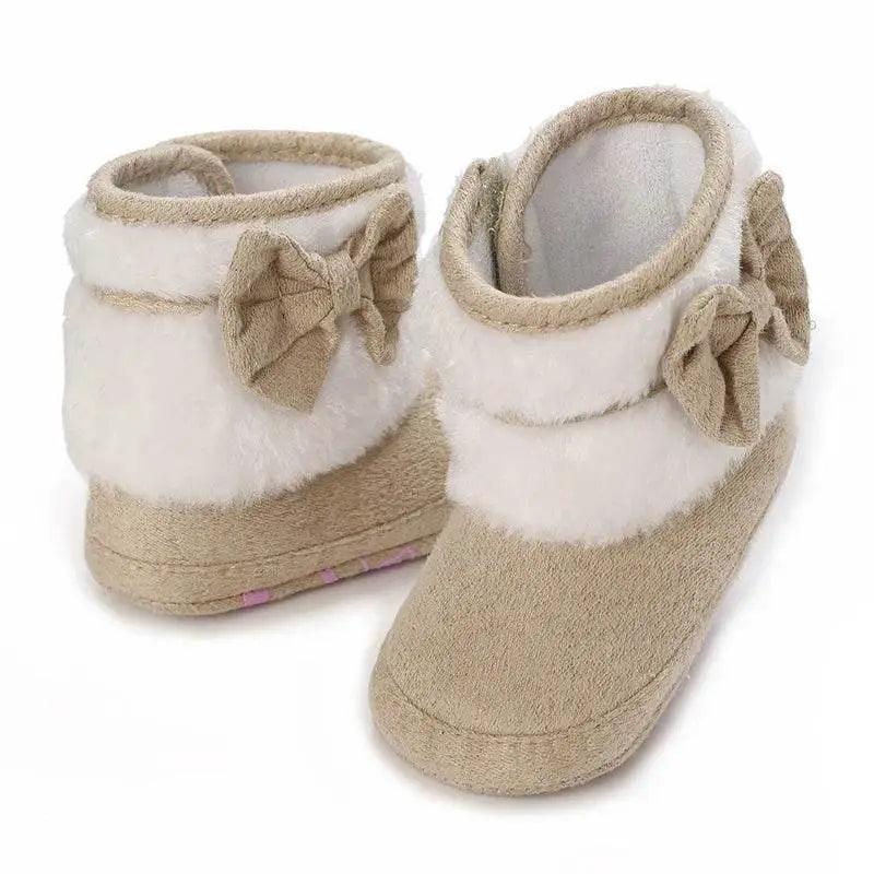  Winter Baby Soft Ankle Boots and Slippers for Newborns - Anti-Slip Cotton Lined Shoes with Butterfly-Knot Detail -  ToylandEU™