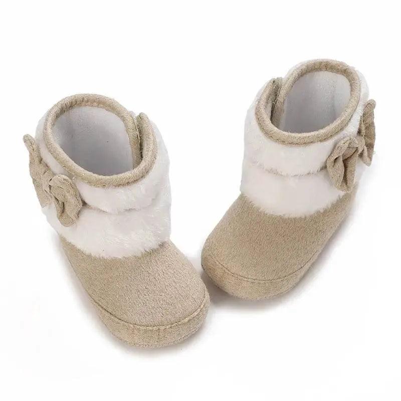  Winter Baby Soft Ankle Boots and Slippers for Newborns - Anti-Slip Cotton Lined Shoes with Butterfly-Knot Detail -  ToylandEU™