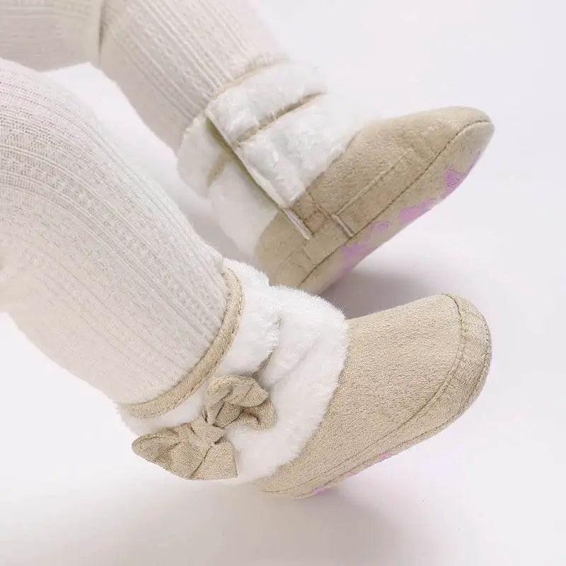  Winter Baby Soft Ankle Boots and Slippers for Newborns - Anti-Slip Cotton Lined Shoes with Butterfly-Knot Detail -  ToylandEU™