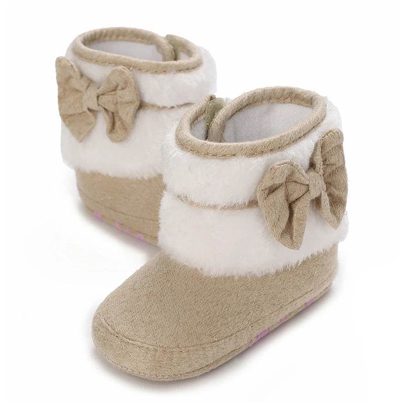 Winter Baby Soft Ankle Boots and Slippers for Newborns - Anti-Slip Cotton Lined Shoes with Butterfly-Knot Detail - ToylandEU