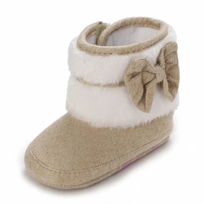 Winter Baby Soft Ankle Boots and Slippers for Newborns - Anti-Slip Cotton Lined Shoes with Butterfly-Knot Detail - ToylandEU