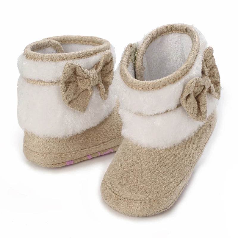 Winter Baby Soft Ankle Boots and Slippers for Newborns - Anti-Slip Cotton Lined Shoes with Butterfly-Knot Detail - ToylandEU
