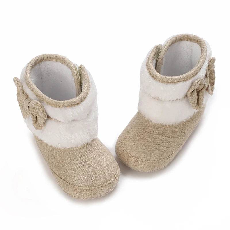 Winter Baby Soft Ankle Boots and Slippers for Newborns - Anti-Slip Cotton Lined Shoes with Butterfly-Knot Detail - ToylandEU