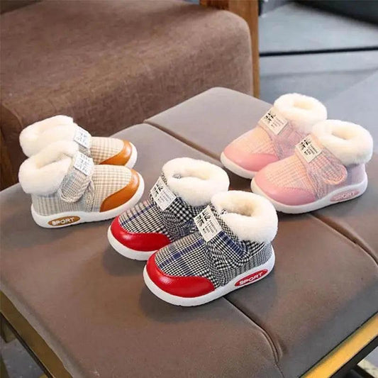  Cozy Velvet-Lined Baby Winter Boots - Non-Slip Cotton Walking Shoes for Kids -  ToylandEU™