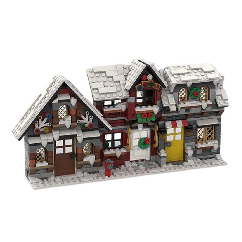 Winter Country Church Village Cafe Shop Building Blocks - ToylandEU