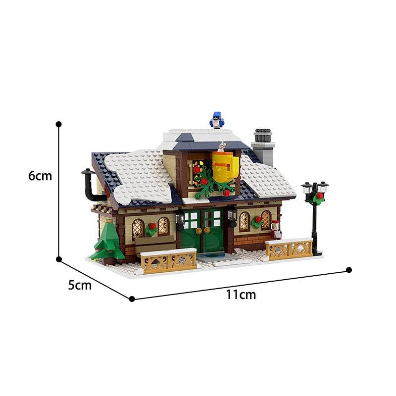Winter Country Church Village Cafe Shop Building Blocks - ToylandEU