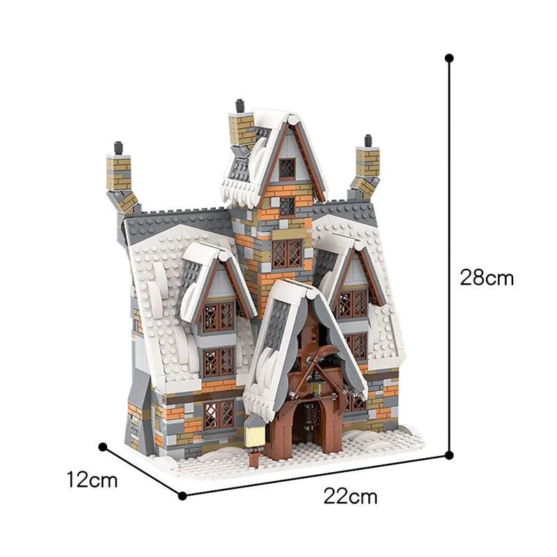 Winter Country Church Village Cafe Shop Building Blocks - ToylandEU