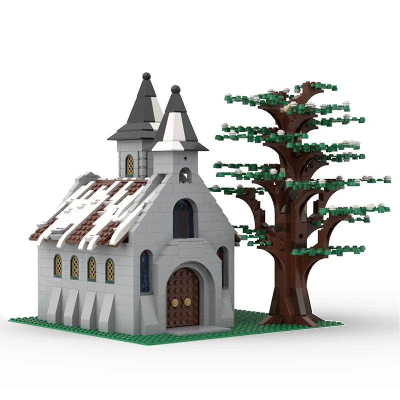 Winter Country Church Village Cafe Shop Building Blocks - ToylandEU