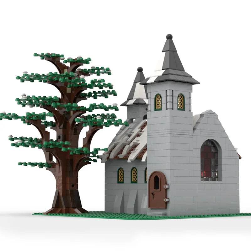 Winter Country Church Village Cafe Shop Building Blocks - ToylandEU