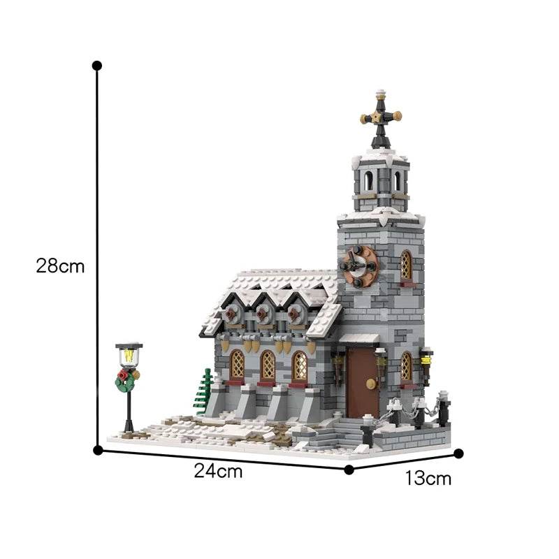 Winter Country Church Village Cafe Shop Building Blocks - ToylandEU