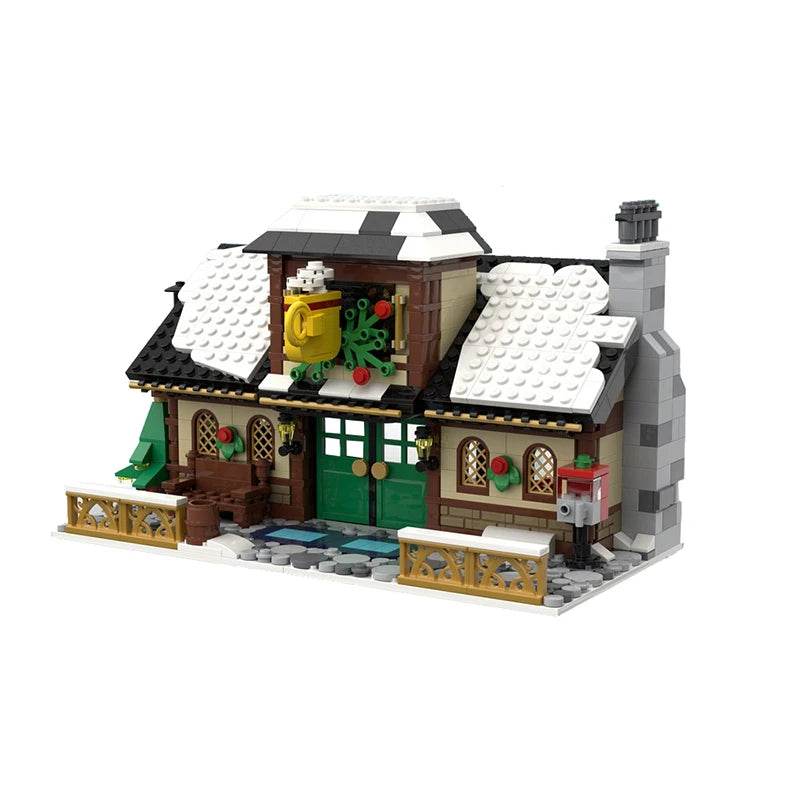 Winter Country Church Village Cafe Shop Building Blocks - ToylandEU