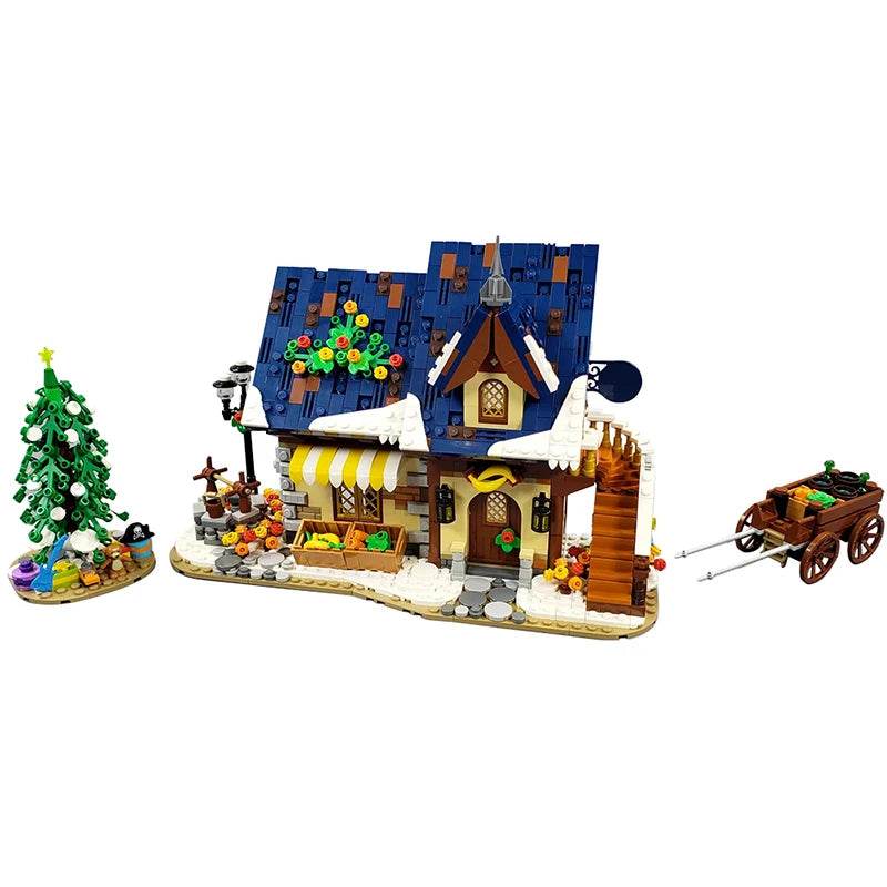 Winter Country Church Village Cafe Shop Building Blocks - ToylandEU