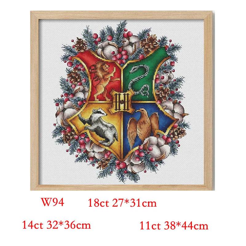 Winter Magic Academy Cross Stitch DIY Cotton Kit - 11CT, 14CT, 18CT Hand Embroidery - ToylandEU