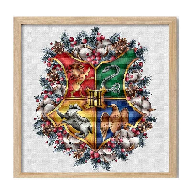 Winter Magic Academy Cross Stitch DIY Cotton Kit - 11CT, 14CT, 18CT Hand Embroidery - ToylandEU