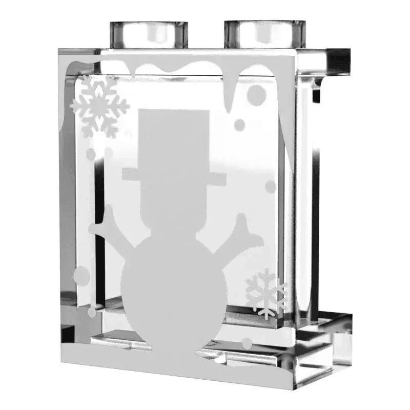 Winter Village Window with White Snowman 1x2x2 Panel - B3 Customs - ToylandEU